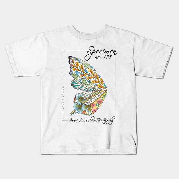 Imari Porcelain Butterfly | Vintage Modern Zoological Print Kids T-Shirt by aRtVerse